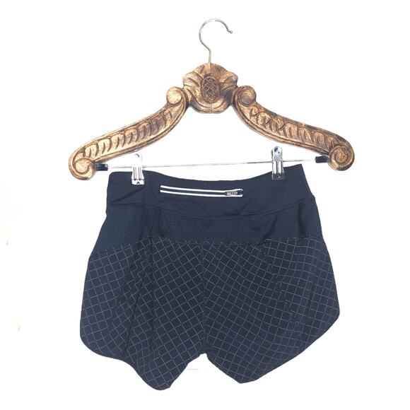 Athleta Shorts Track Running Blue Navy Window Pane Check Pattern Lined xs - Picture 2 of 9